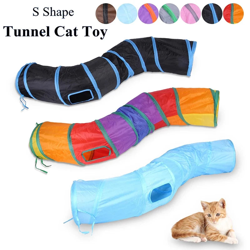 3 Holes Rainbow Cat Tunnel Foldable  play toy