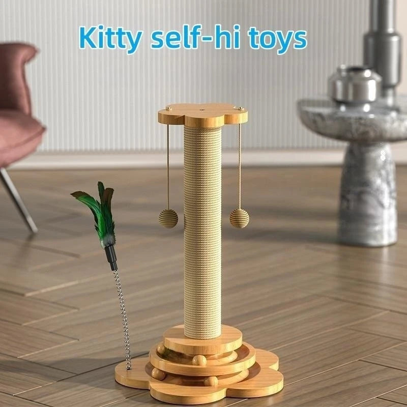 Cat Toy Solid Wood  Turntable Stick