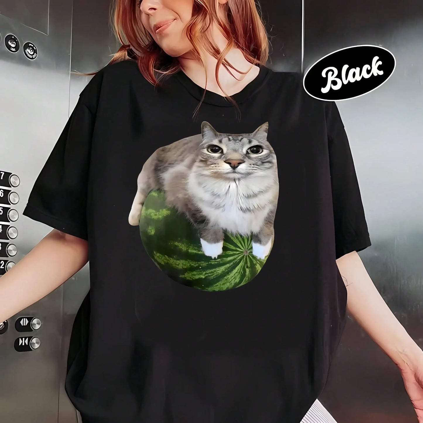 Watermelon Cat Silly Cat Meme T-Shirt