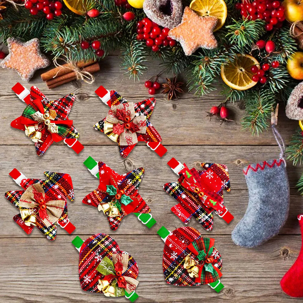 30PCS Dog Bow Tie With Bell For Christmas