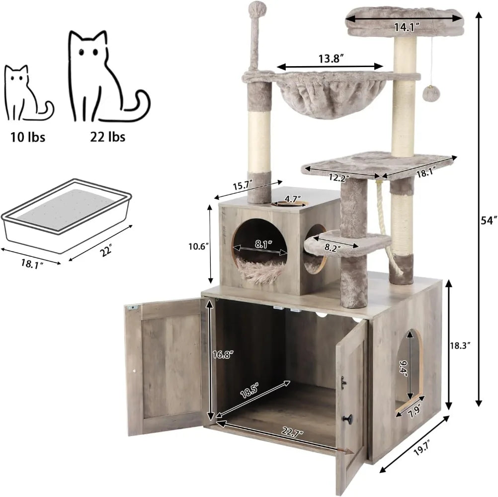 Tower for Indoor Cats and Furniture Wood