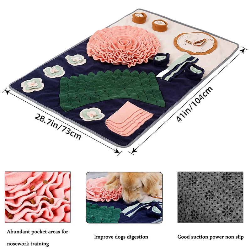 Snuffle Mat for Dogs Interactive Feed Game with Non Slip Bottom Pad Dog Treats Feeding Mat Encourages Natural Foraging Skills