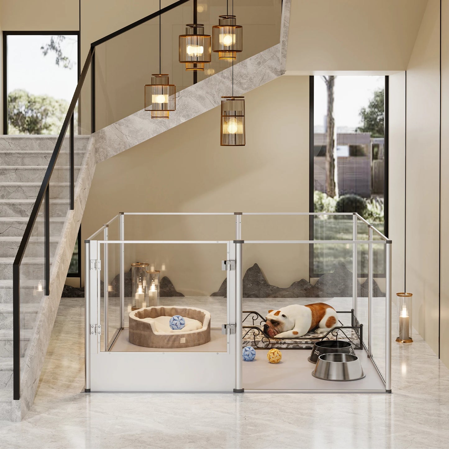 Bingo Paw Acrylic Dog Playpen Clear Exercise Play Pen