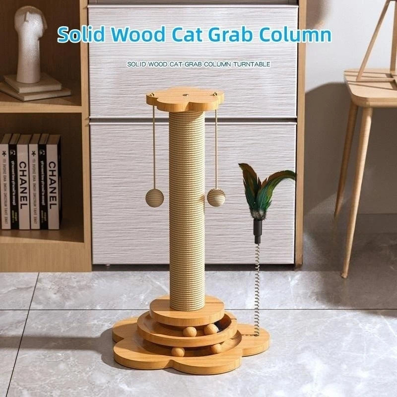 Cat Toy Solid Wood  Turntable Stick