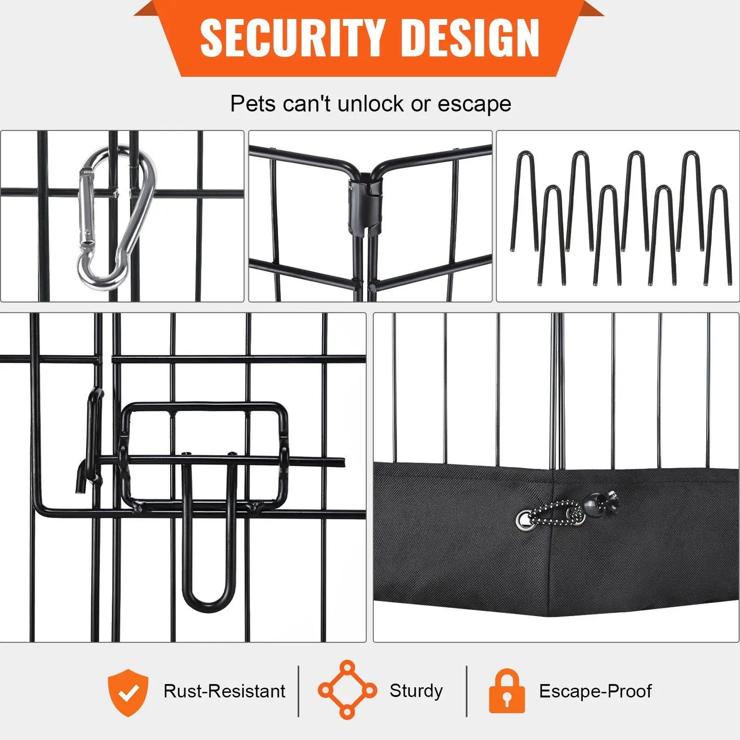 8 Panels Foldable Metal Dog Exercise Pen with Top Cover