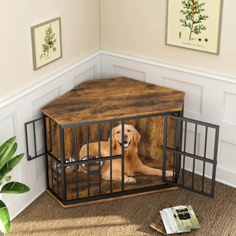 Dog Kennel Corner Wooden End Table