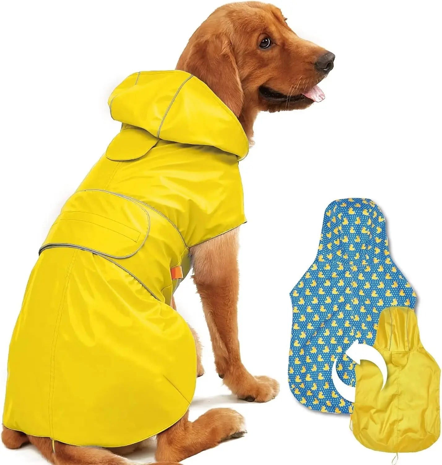 Adjustable Waterproof Dog Rain Jacket with Hole Reflective