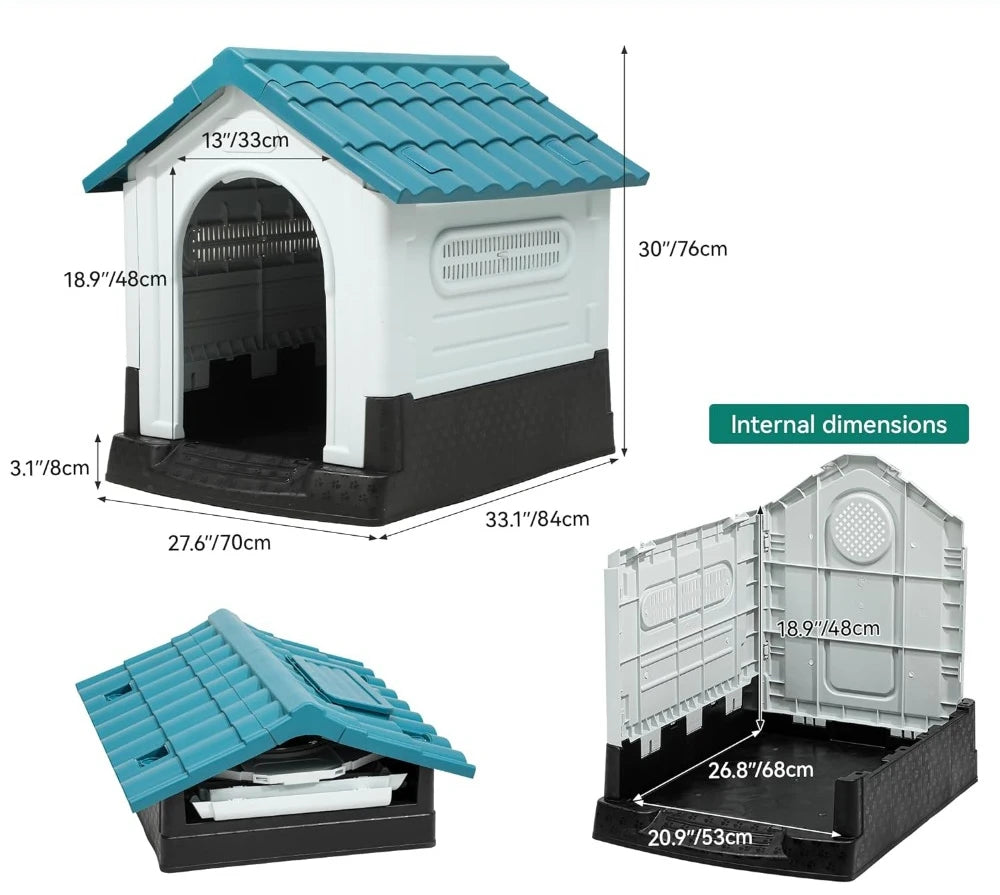 Folding large dog house outdoor plastic