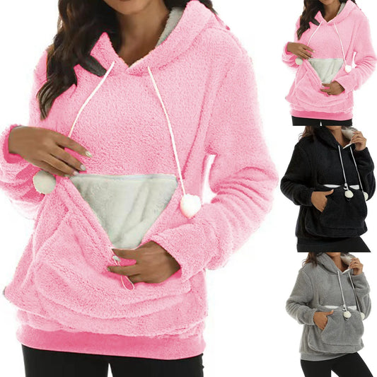 Plush Cute Pet Large Kangaroo Pocket Hoodies