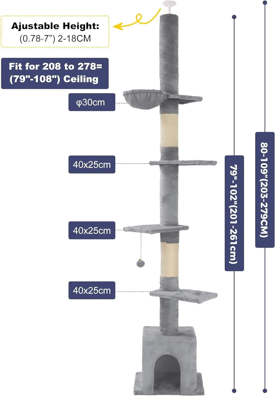 Cat Tree Adjustable Height