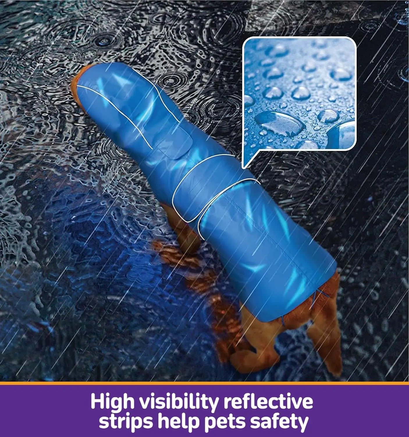 Adjustable Waterproof Dog Rain Jacket with Hole Reflective