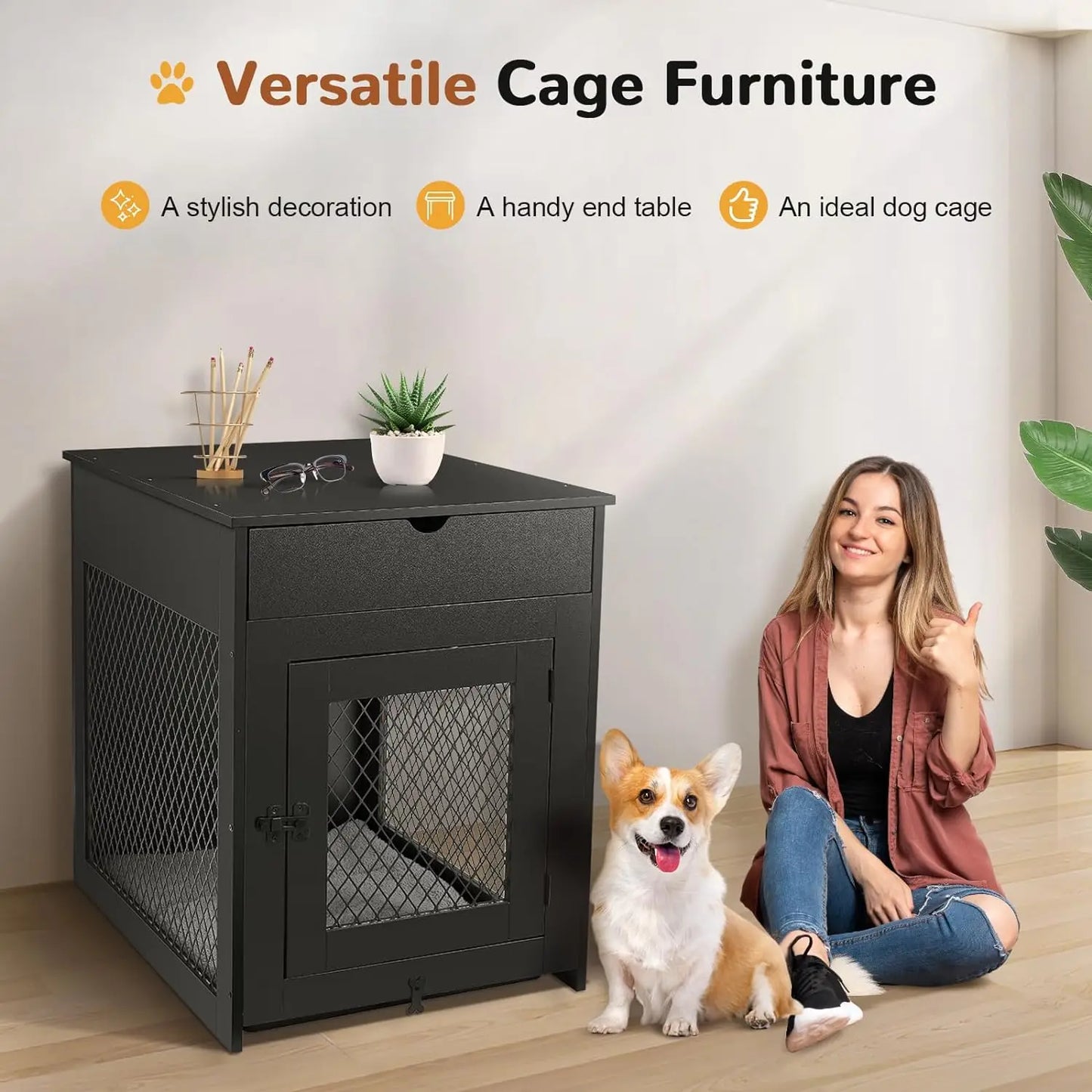 Dog Crate Furniture End Table