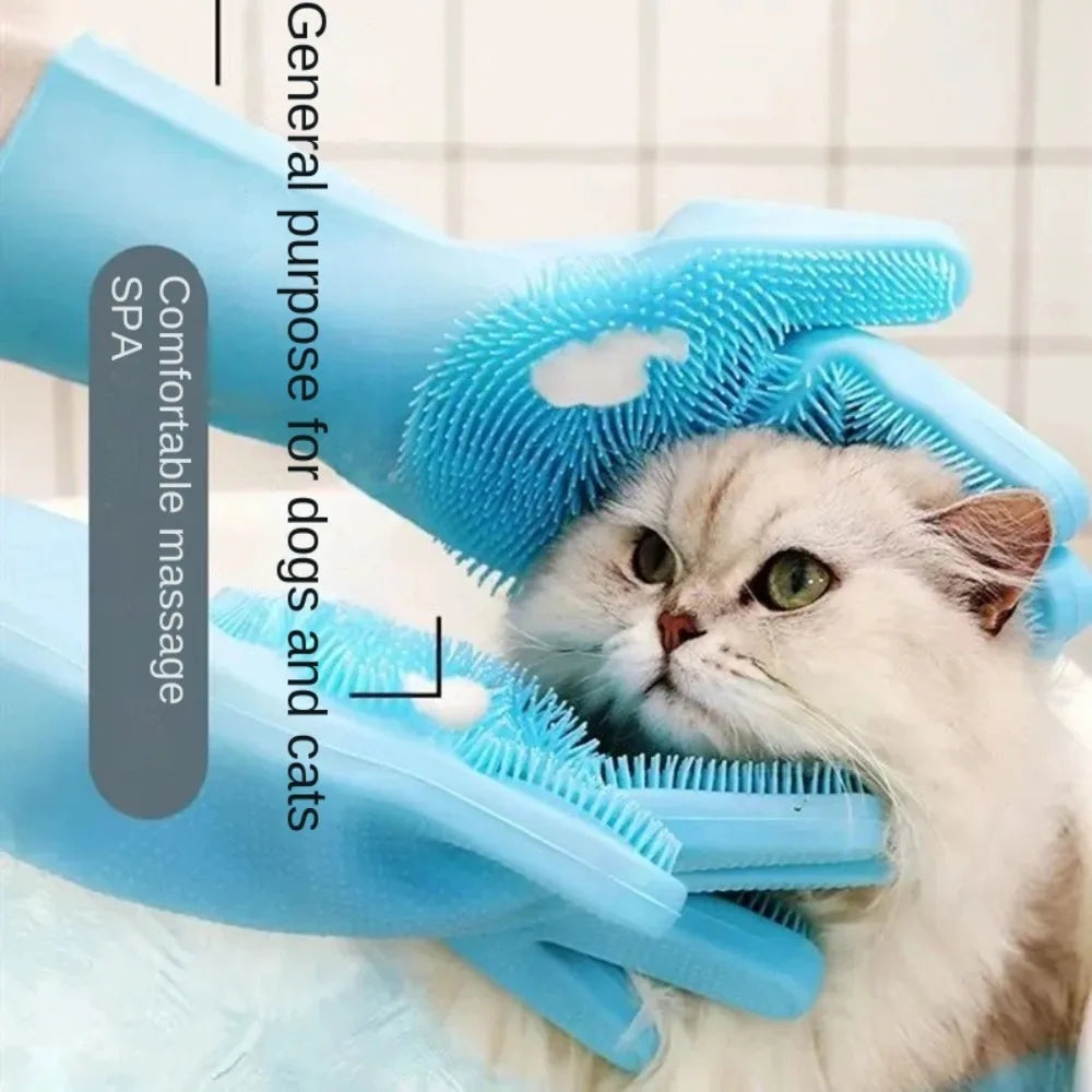 Bathroom Dog Cats Bath Brush Massage Gloves