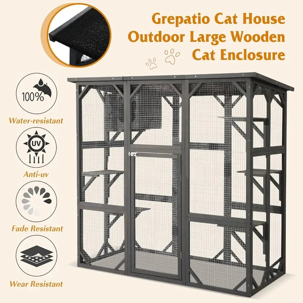 Cat wooden Enclosure Large Outdoor Catio