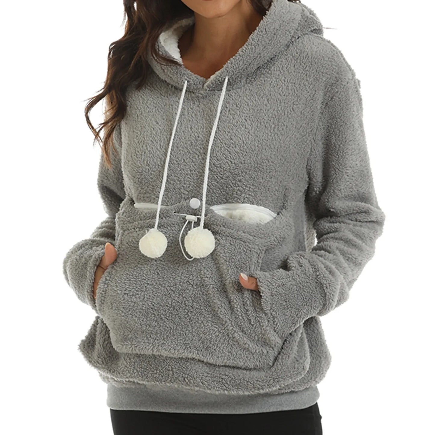 Plush Cute Pet Large Kangaroo Pocket Hoodies