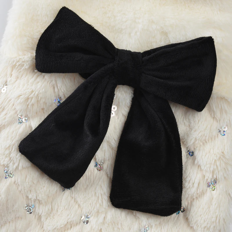 Autumn Winter Warm Dog Clothes for Small Dogs Cats Puppy Bowknot White Coat Jacket Elegant Chihuahua Yorkie Costume Pet Overalls