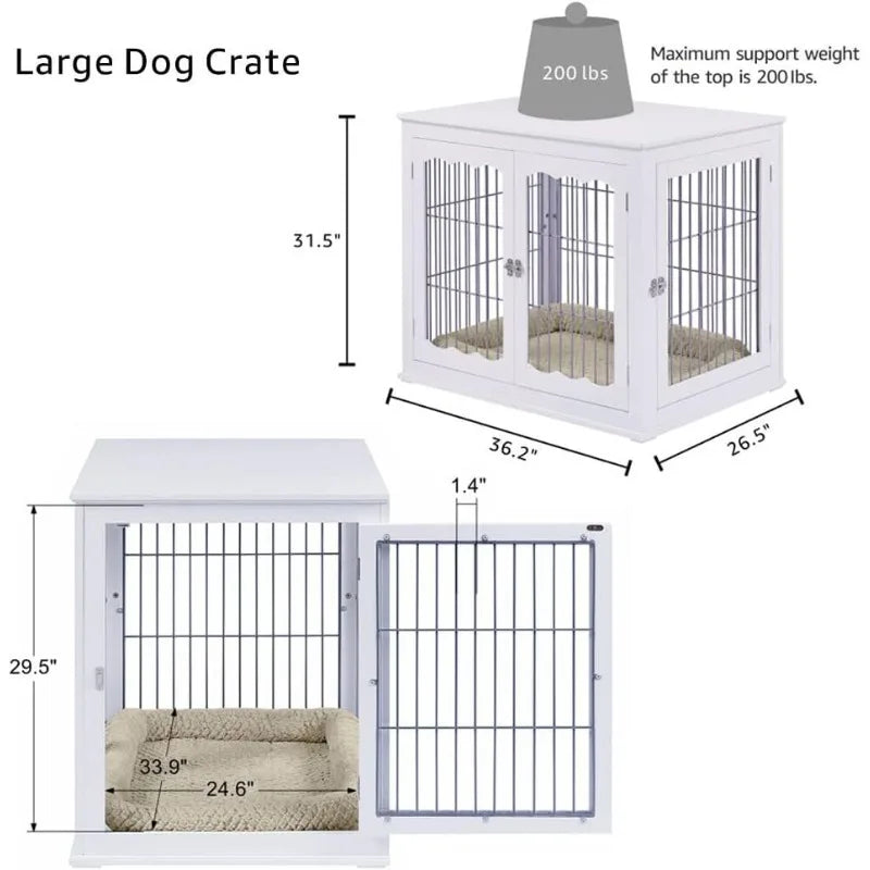 Unipaws Indoor Furniture Style White Dog Crate