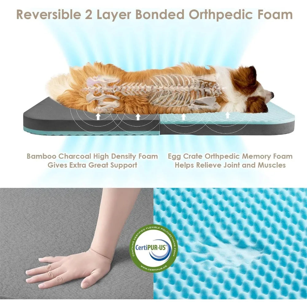 Waterproof  Fur Human Dog Bed Memory Foam