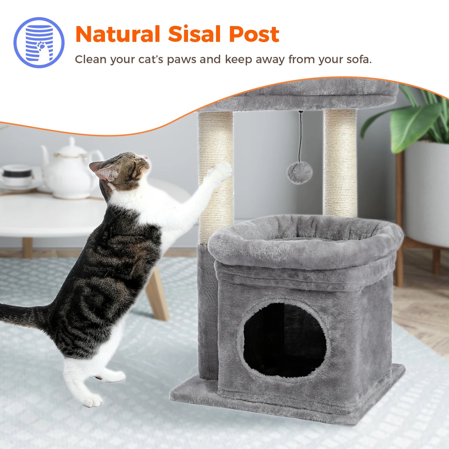 Small Cat Tree with Cozy Condo Tower