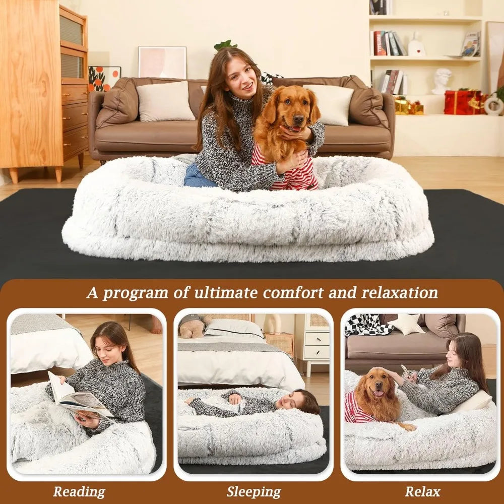 Faux Fur Plush Dog Bed for Human