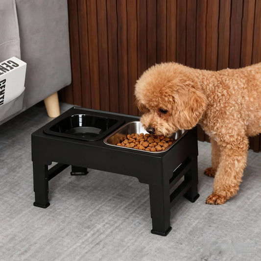 Folding Stainless Steel Pet Bowl Table with Non-Slip Design