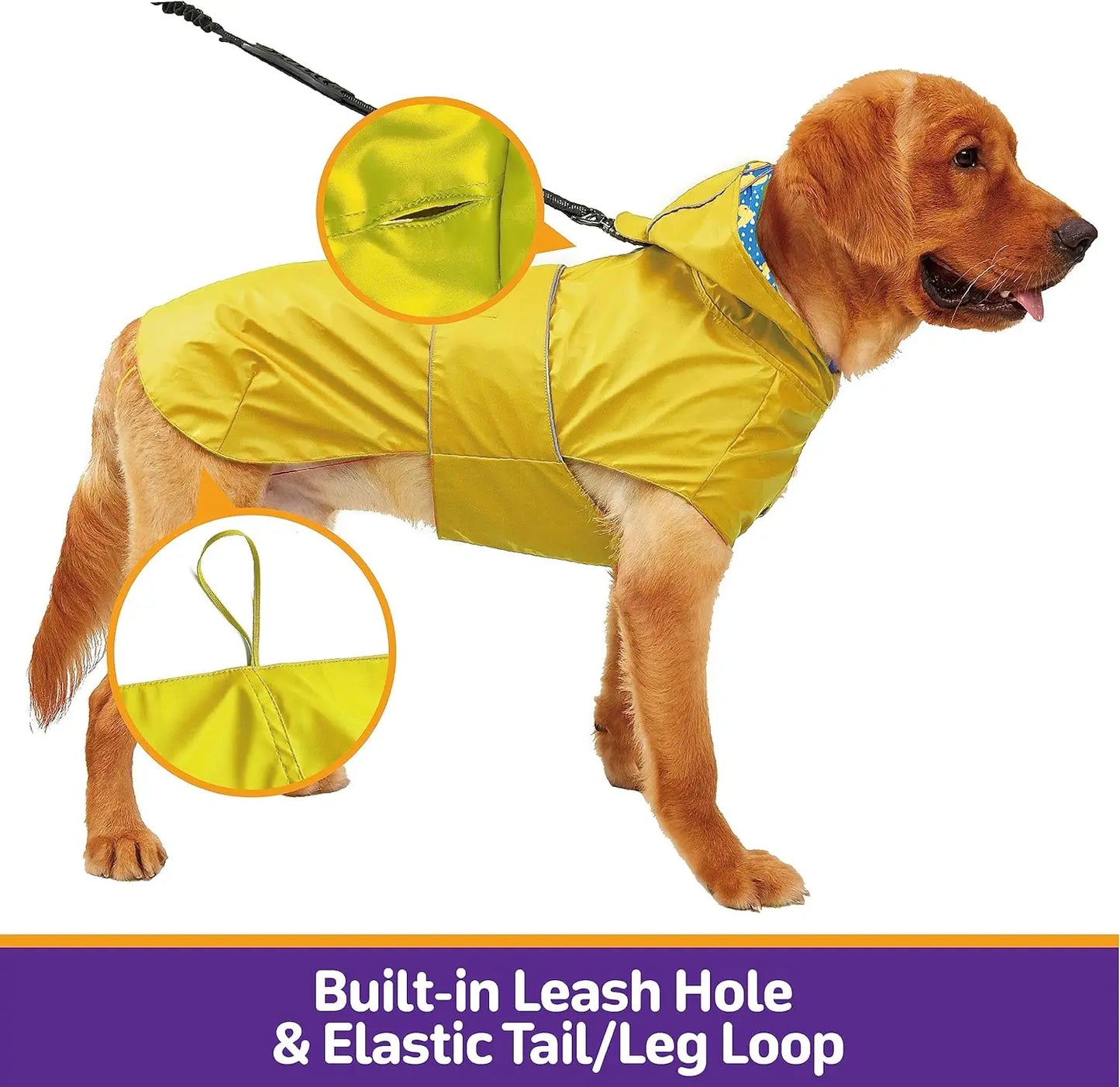 Adjustable Waterproof Dog Rain Jacket with Hole Reflective