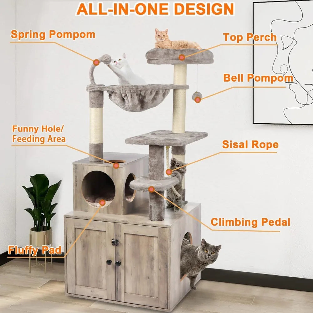 Tower for Indoor Cats and Furniture Wood