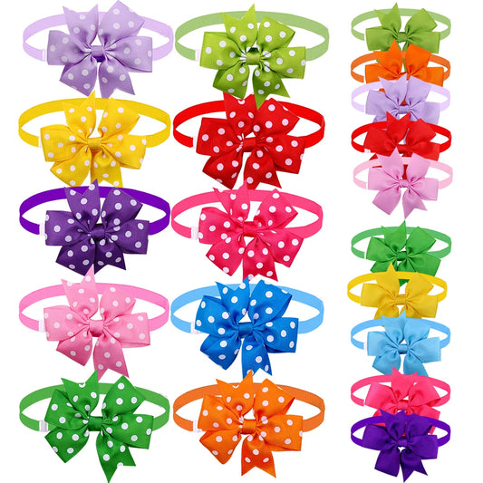 50pcs  Dog Bows Dot Solid Bow Tie