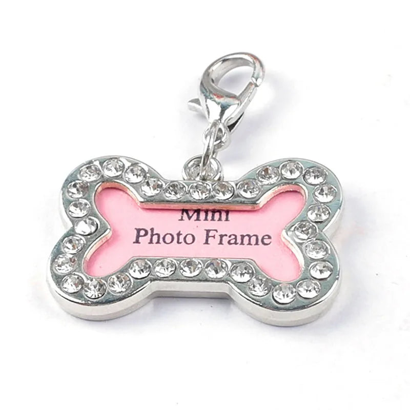 Rhinestone  bone shape dog tags