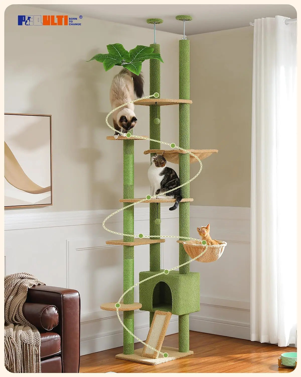 Floor to Ceiling Cat Tree Tower Adjustable