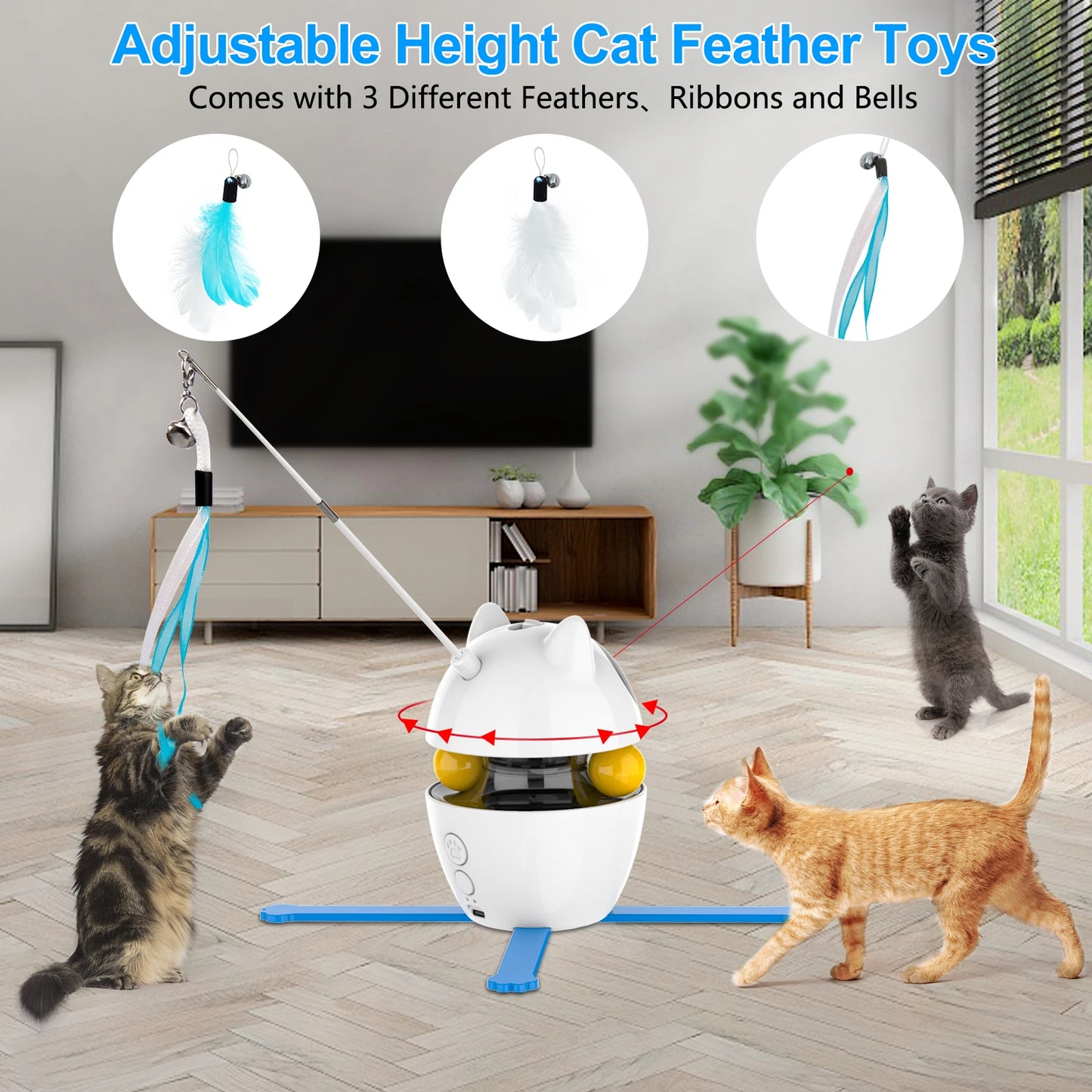 Cat Toys Indoor Electric Interactive Ball and Feather