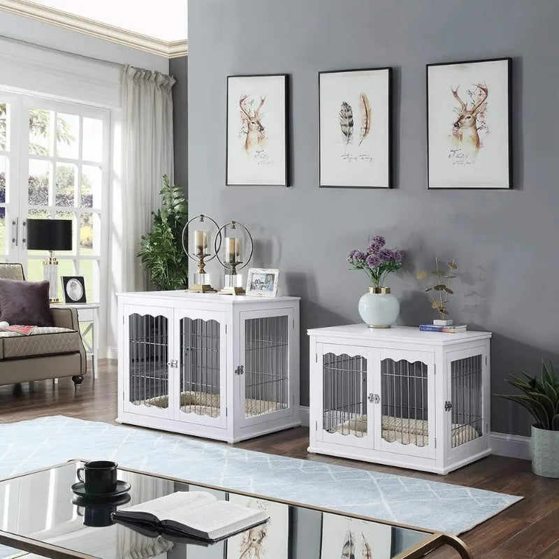 Unipaws Indoor Furniture Style White Dog Crate