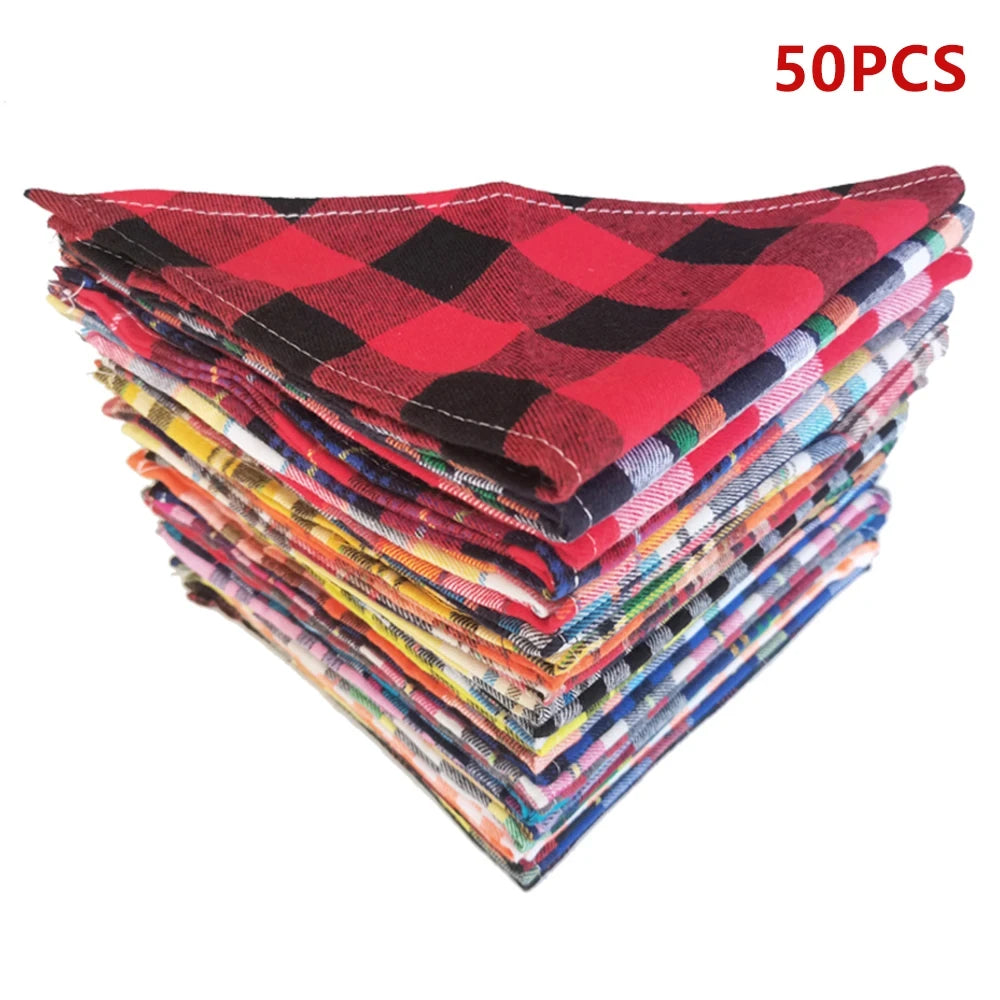 30/50 PCs Dog Plaid  Bandanna