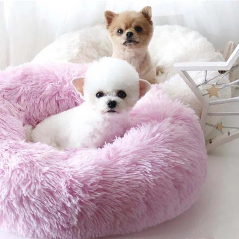 Round Long Plush Beds for Dog Cat