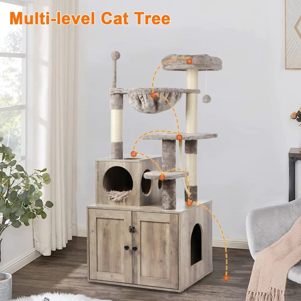 Tower for Indoor Cats and Furniture Wood